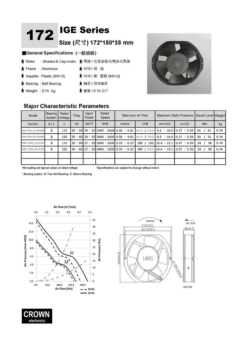 Made Taiwan 172x38 Axial Ac Fan