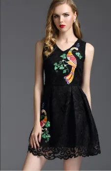 Pretty Steps 2016 Latest Dress Designs, Elegant Ladies casual Sleeveless Slim V neck dress