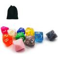 Bescon 10pcs Set of Multi Polyhedral dice, 10 Count Assorted Random Multi Effected&Colored Pack of Dice in Drawstring Pouch