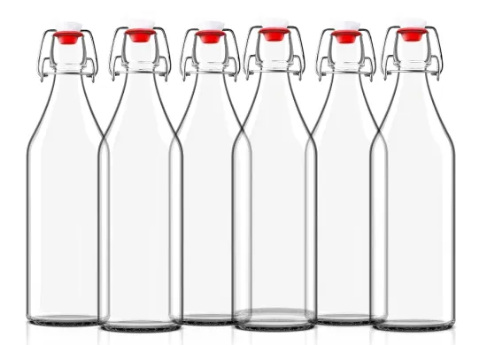 Glass Wine Bottles with Lids Flip Stopper 16OZ