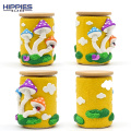 Handmade kukazve polymer clay folly folly follistco canister ine cartoon howa, borosilrate girazi kuputa itstray ne bamboo chifukidzo