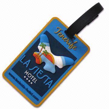 Soft PVC Luggage Tag, Measures 10.5 x 6.3cm, Customized Logos are Accepted