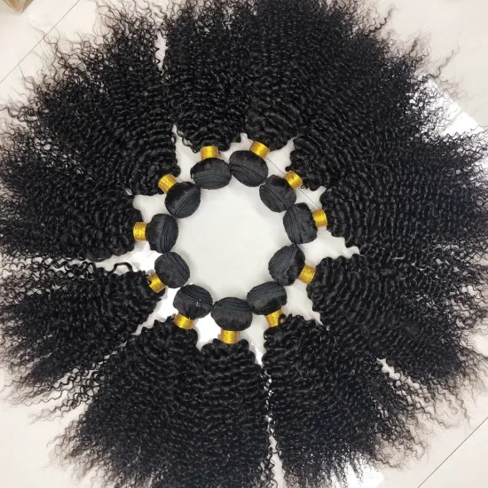 100% Real Mongolian Kinky Curly Human Hair Cuticle Aligned Extension Double Weft Natural Color Kinky Curly Human Hair Bundles