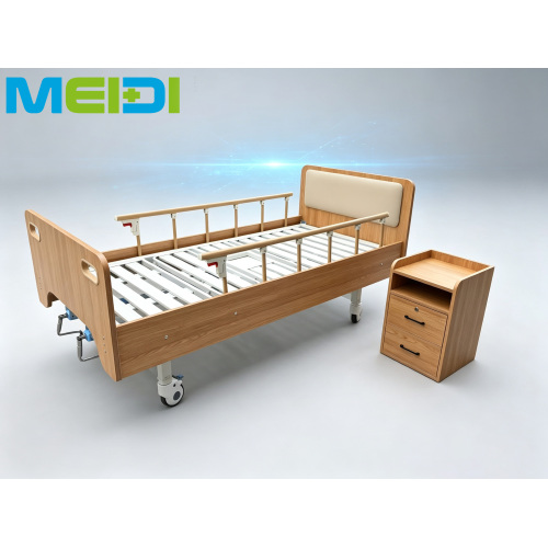 Manual Double Crank Wooden Hospital Bed With Toilet Hole For Nursing Home Home Care