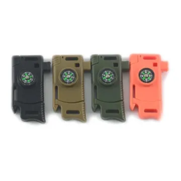 Multi Tool Fire Starter Whistle Compass Tactical Buckle for Camping Hiking