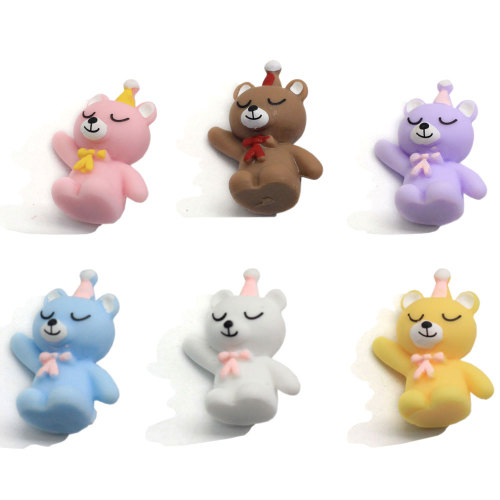 Colorful Cartoon Bear Animal Figurines 3D Resin Cartoon Bear Charms Ornaments For Wedding Party Fairy Garden Decoration