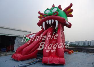 Outdoor Dragon Giant Inflatable Water Slide Red For Water P