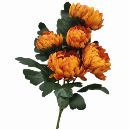 Artificial Blackish Chrysanthemum Flowers - Silk Pineapple Chrysanthemum 5 Heads