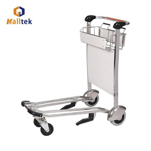 China Rubber Wheel Stainless Steel Airport Luggage Trolley Manufactory