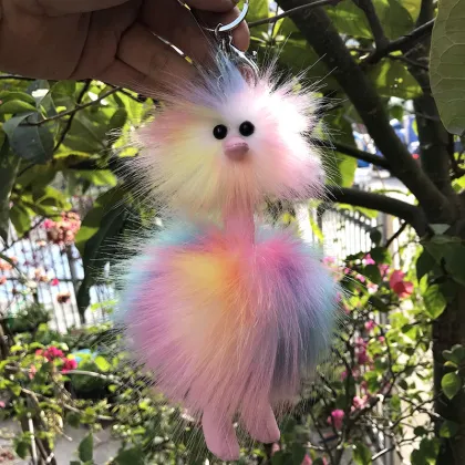 Rainbow Pompom Key Chain Doll Ornaments - Exquisite Gifts for Children