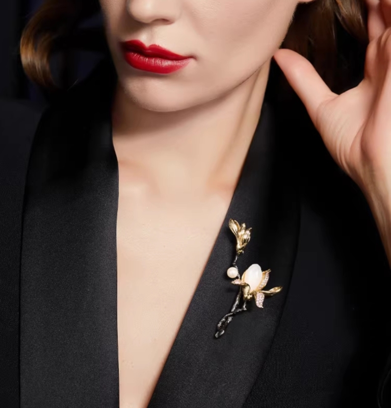 Magnolia Metal Brooch