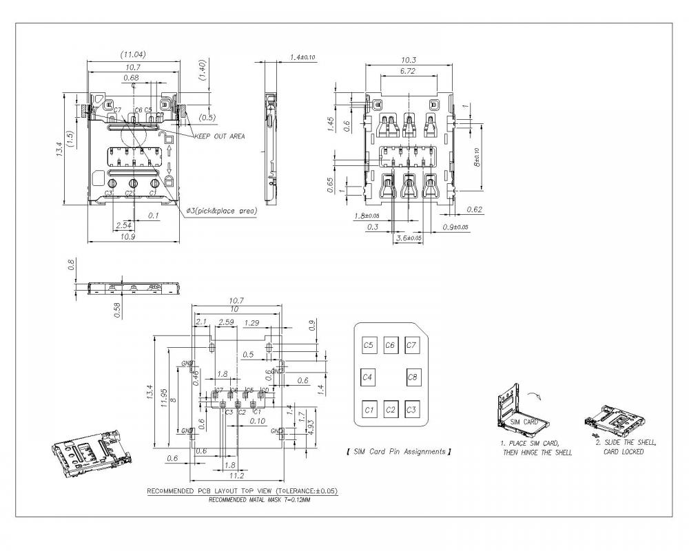 Nano Série de 1,40 mm de altura conector