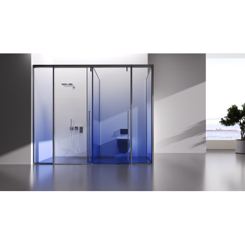 Caminhada em forma de T em box de chuveiro de vidro YPOO2