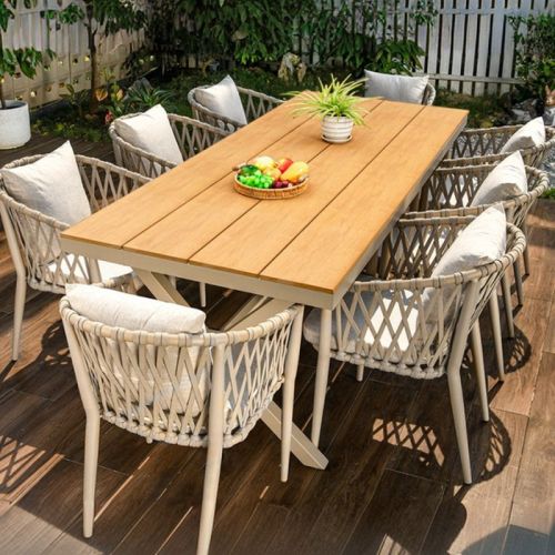 Outdoor Aluminum-Plastic-Wood Cross Table