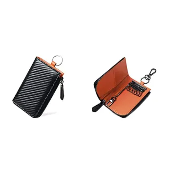 Japanese Style Carbon Fiber Car Key Case with Large Capacity Coin Purse