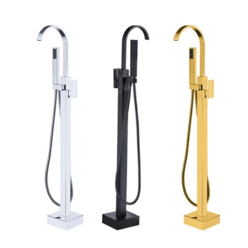 Black, Silver, Gold, and Brass Bathroom Floor Standing Tub Shower Bath Mixer Tap Set - Wholesaler