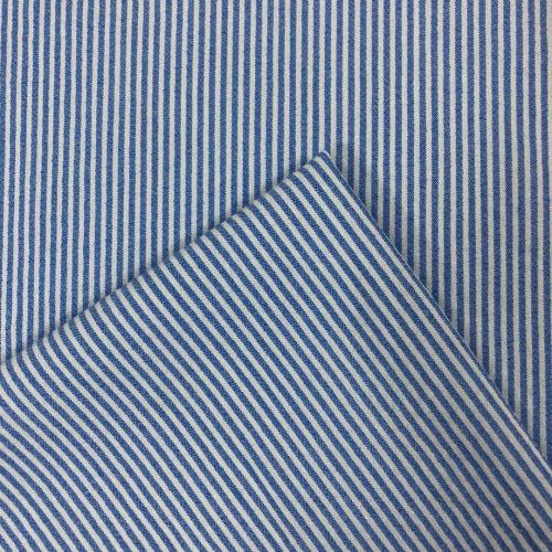 T/R/N Blue White Chambray Stripe Crepe Fabric