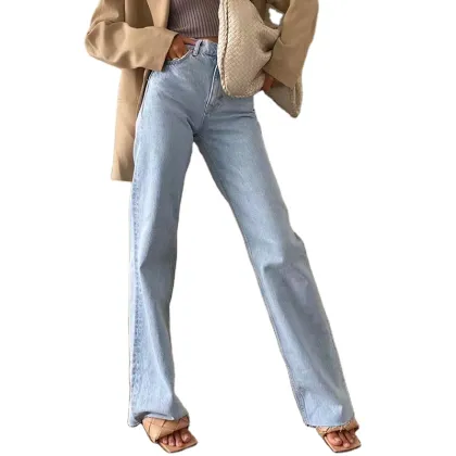 Light-colored retro high-waisted jeans