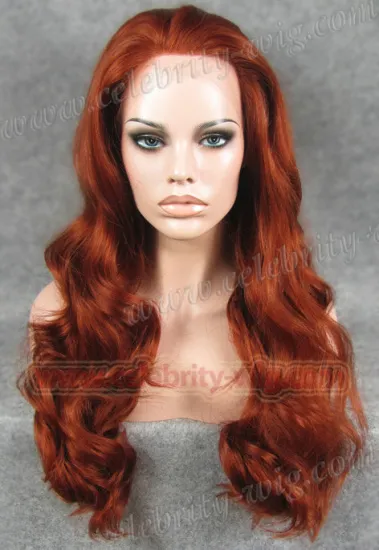 Red Long Wavy Christina Aquilera Synthetic Lace Front Wig