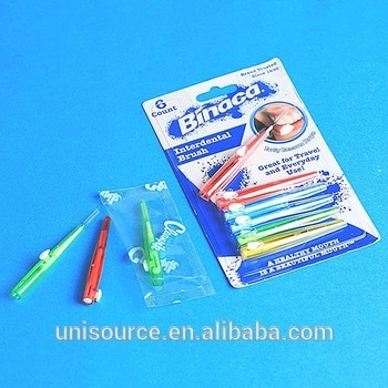Blister card packed interdental brush