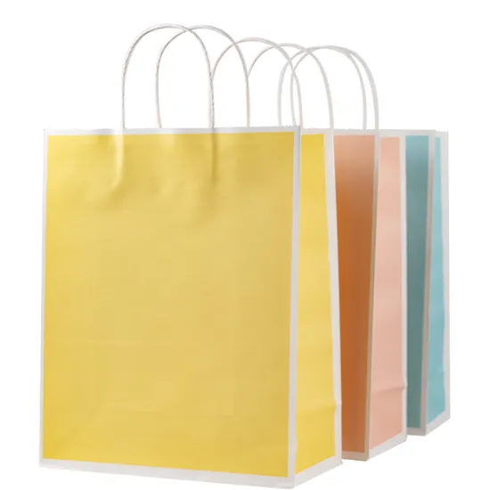 High Quality Colored Kraft Gift Bags with Twist Paper Handles