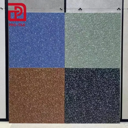 Colorful Quartz Stone 600x600 Matte Finish Terrazzo Tiles