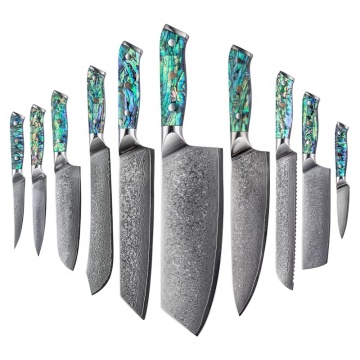 Design comodo a guscio ABALONE KITTO CONTICA CONTENUTO CON DAMASCUS NAKIRI Damasco da 7 pollici