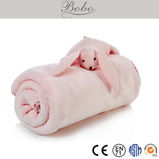 pink rabbit plush bay blankets for kid