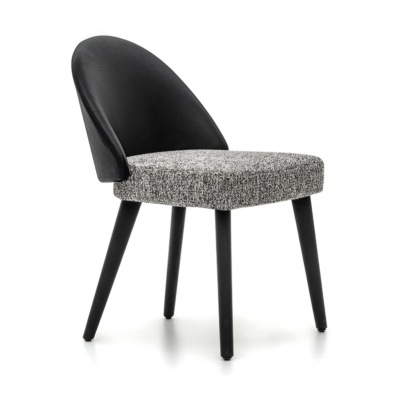 Black grey leather linen fabric upholstered nordic solid wood chair coffee shop furniture home dining room chairs