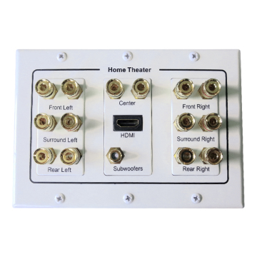 7.1/7.2 Channel Home Theatre Speaker Wall Plate with HDTV and Subwoofer Screw Terminal
