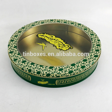 Hot Sale Round Cookie Tin Box Biscuit Tin Can Gift Tin with Window