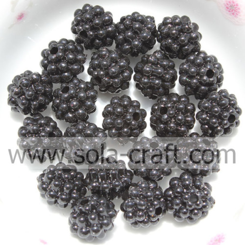 Black Color Berry Shape Acrylic Electric Plating Beads 10MM