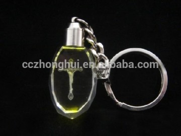 2016 Natural small 3d laser clear crystal keychain