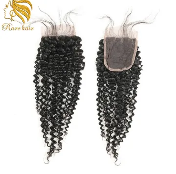 Wholesale Original Afro Kinky Curly 4X4 Lace Closure, Middle Part/ 3 Part Peruvian Human Hair Top Lace Closures