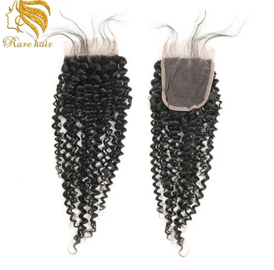 Wholesale Original Afro Kinky Curly 4X4 Lace Closure, Middle Part/ 3 Part Peruvian Human Hair Top Lace Closures