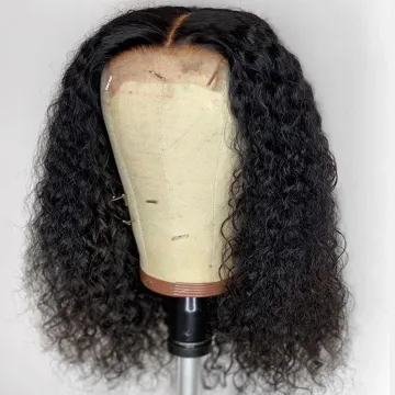 Raw Indian Virgin Human Hair Lace Frontal Wig for Black Women HD Full Lace Front Wig Deep Wave Curly Bob Closure Wig