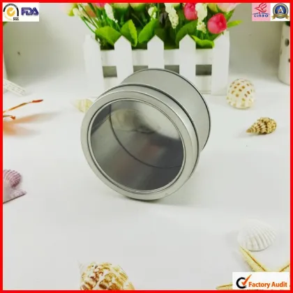 food pack silver round window metal box