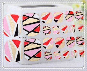 2015 hot sale eco friendly 3D color matellic toe glitter art Nails sticker