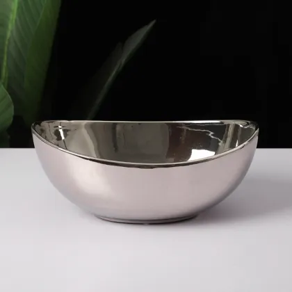 Modern Silver Plating Indoor/Outdoor Large Ceramic Flower Pot