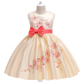 Embroidery Girl Dress With Bowknot