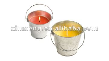 Our door garden candle/Citronella oil Candle in Colourful Mini Metal Bucket