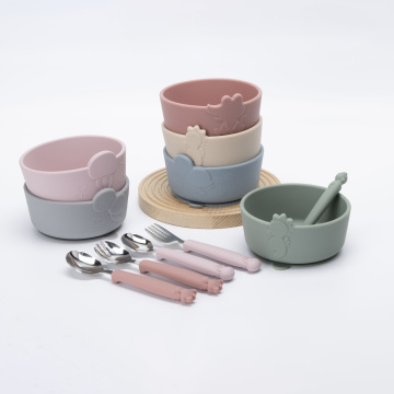 Factory Kids Multifunction Tableware Set: Silicone Bowl, Plate, and Spoon for Babies