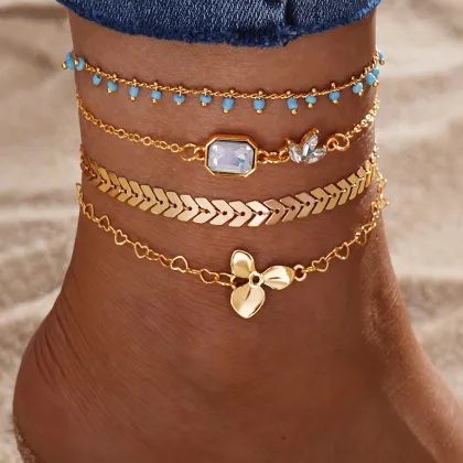 Multi-Layer Gold Alloy Anklet - Infinity Heart Star Butterfly Anklet for Women