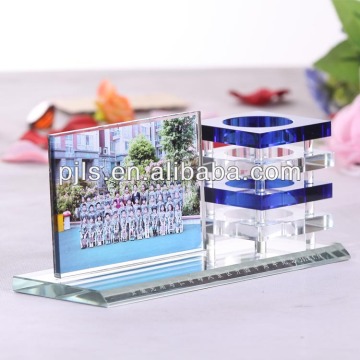office desk decorative items business gifts crystal pen holder&name photo holder