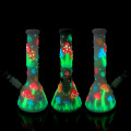 26cm A cute mushroom shaped glass water pipe with a luminous effect