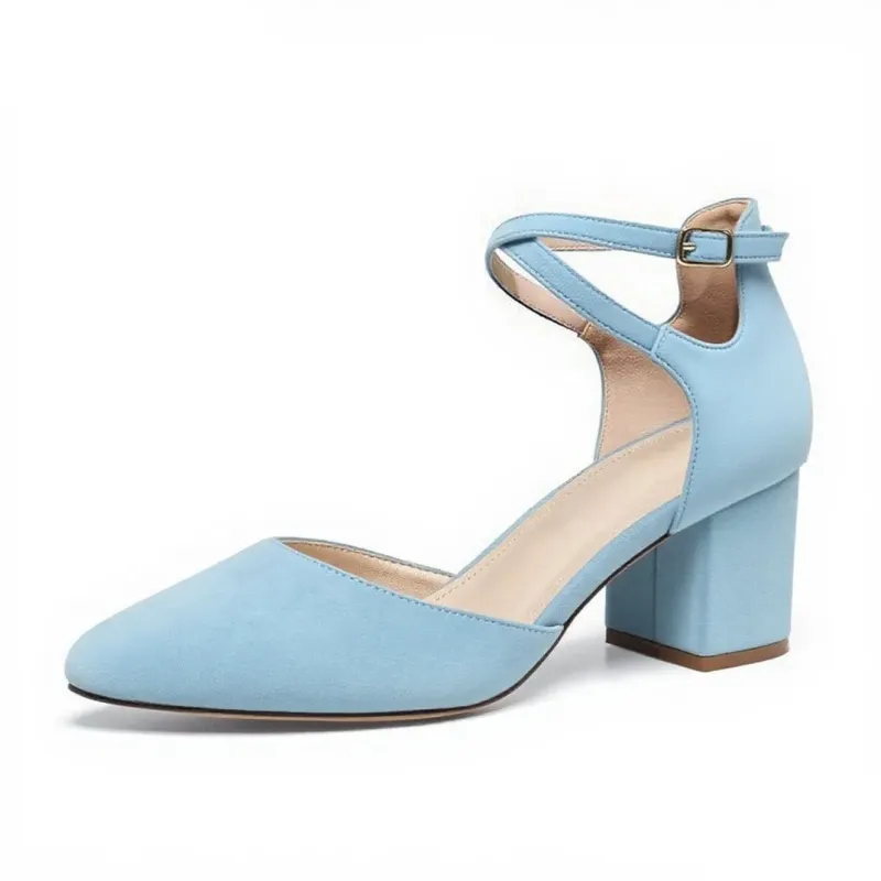 Fuchsia Microfiber Ankle Strap Heels