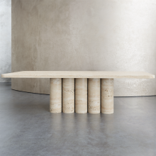 Rectangular dining table with cylindrical legs