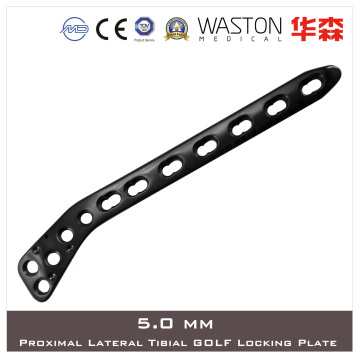 Titanium 5.0mm Proximal Lateral Tibial Golf Loc Plate with Available Combined or Multi-Angle Hole