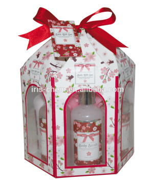 The Best Chrismas day gift Cherry blossom perfumed bath gift sets shower gel body lotion bubble bath