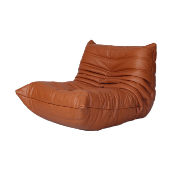 Living Room Brown Leather Togo Sofa Set